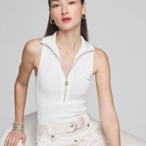 White House Black Market Half Zip Rib Halter Sweater Tank